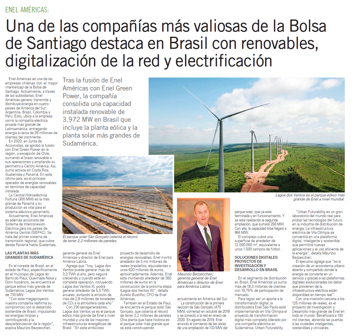 Enel Americas: One of the most valuable companies on the Santiago Stock  Exchange excels in Brazil with renewables, grid digitization and  electrification 